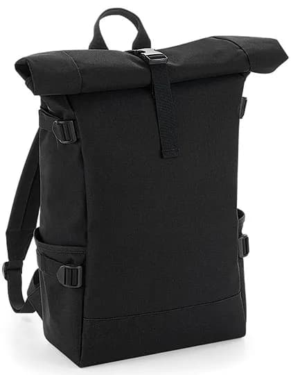 Block Roll-Top Backpack - Black/Black