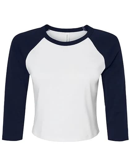 Women´s Micro Rib 3/4 Raglan Baby Tee - White/Navy