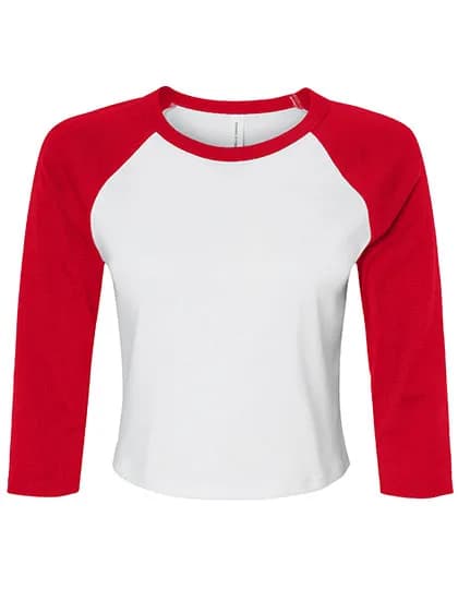 Women´s Micro Rib 3/4 Raglan Baby Tee - White/Red