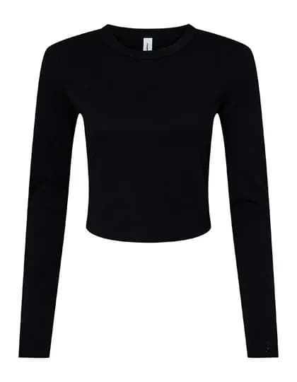 Women´s Micro Rib Long Sleeve Baby Tee - Solid Black Blend