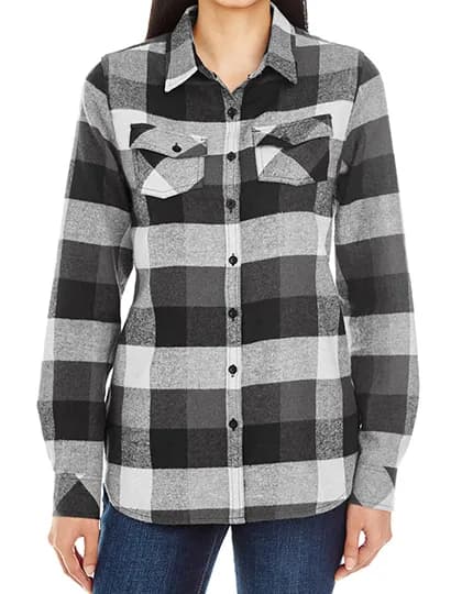 Ladies´ Woven Plaid Flannel Shirt - Black Check