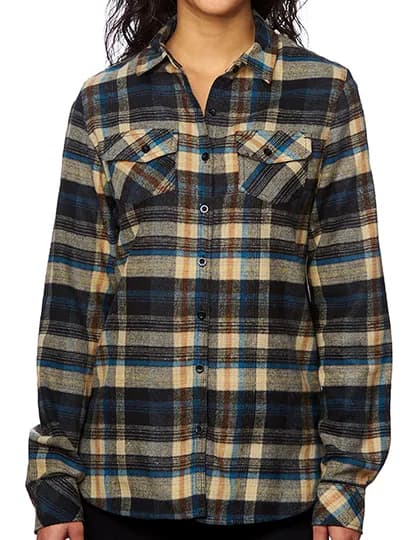 Ladies´ Woven Plaid Flannel Shirt - Khaki Check