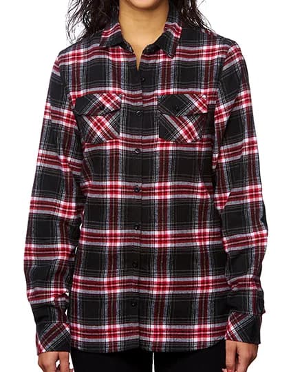 Ladies´ Woven Plaid Flannel Shirt - Red Check
