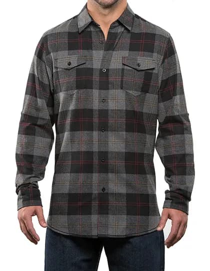 Woven Plaid Flannel Shirt - Black - Steel (Checked)