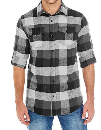 Woven Plaid Flannel Shirt - Black Check