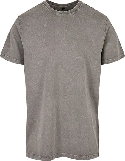 Acid Washed Round Neck Tee - Asphalt
