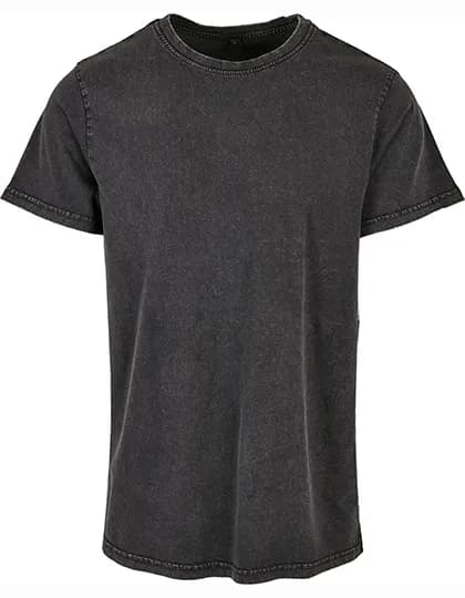 Acid Washed Round Neck Tee - Black