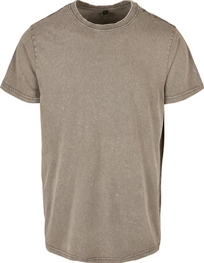 Acid Washed Round Neck Tee - Dark Khaki
