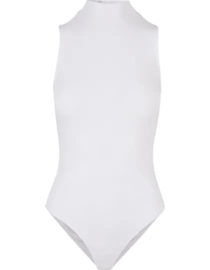 Ladies Sleeveless Turtleneck Body - White