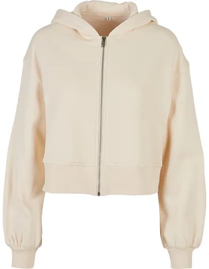 Ladies Short Oversized Zip Jacket - White Sand
