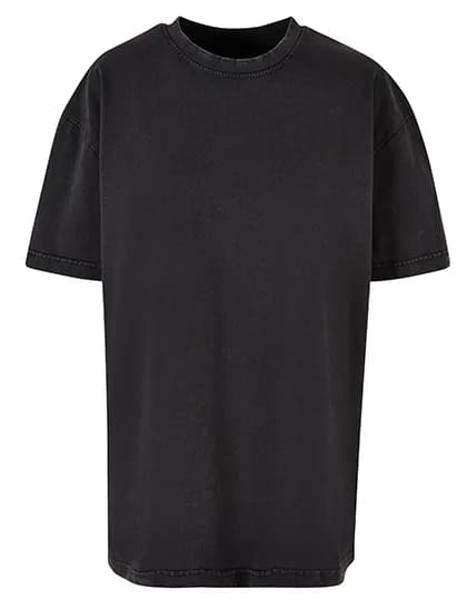 Ladies Oversized Acid Wash Tee - Black