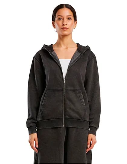 Ladies Vintage Heavy Zip Hoody - Black