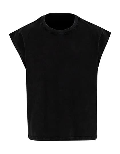 Vintage Cropped Heavy Sleeveless Tee - Black