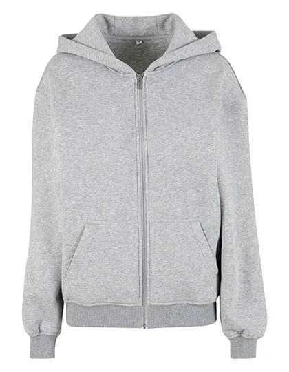 Ladies Loose Fit Zip Hoody - Heather Grey