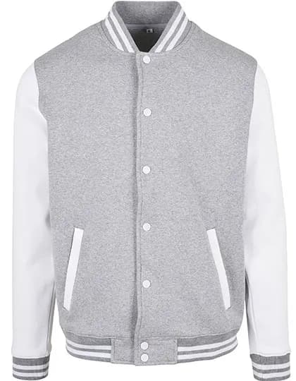 Basic College Jacket - Heather Grey/White