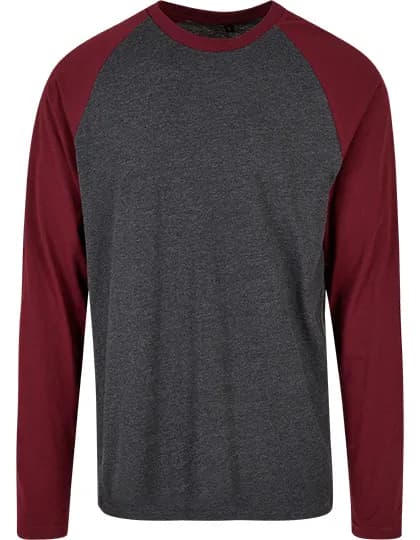Men´s Contrast Raglan Longsleeve T-Shirt - Charcoal/Cherry