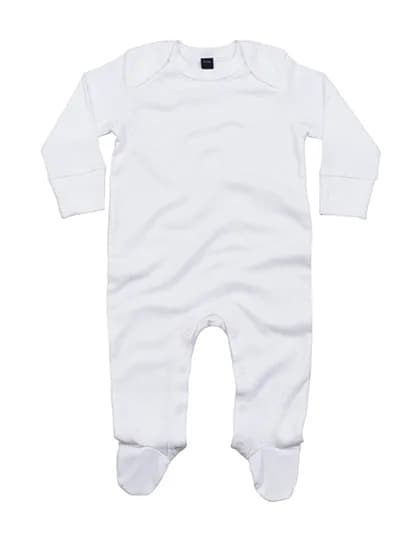 Baby Sleepsuit With Scratch Mitts - White