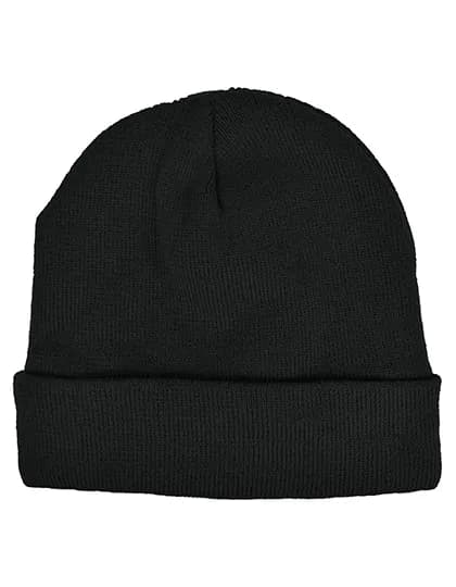 Knitted Hat with Fleece - Black