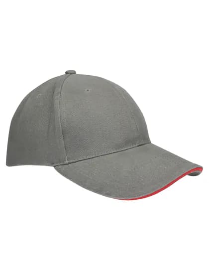 Heavy Brushed Cap - Grey/Red