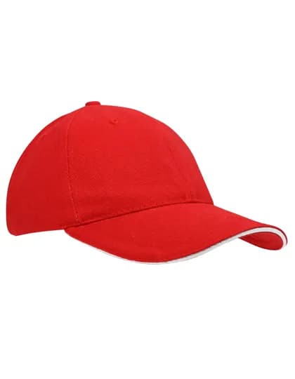 Heavy Brushed Cap - Red/White