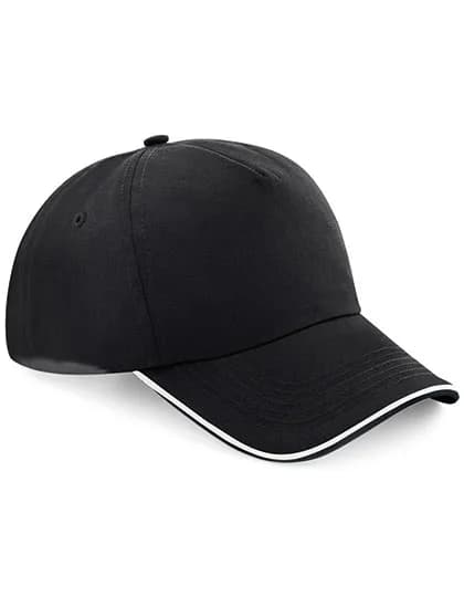 Authentic 5 Panel Cap - Piped Peak - Black/White