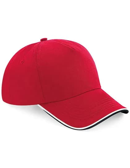 Authentic 5 Panel Cap - Piped Peak - Classic Red/Black/White