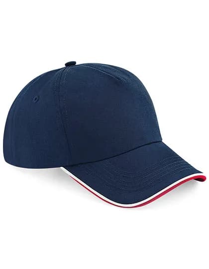Authentic 5 Panel Cap - Piped Peak - French Navy/Classic Red/White
