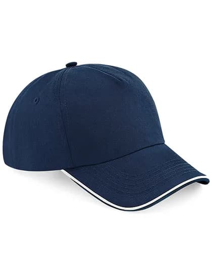 Authentic 5 Panel Cap - Piped Peak - French Navy/White