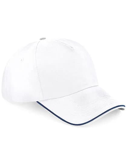 Authentic 5 Panel Cap - Piped Peak - White/French Navy