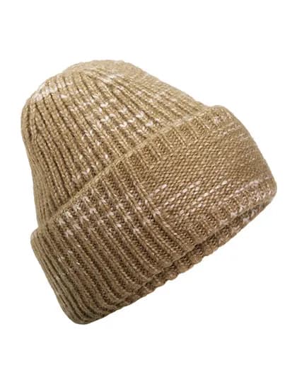 Chunky Knitted Patch Beanie - Espresso Haze