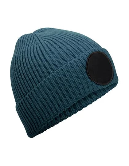 Circular Fashion Patch Beanie - Airforce Blue/Black
