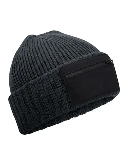 Zip Patch Beanie - Graphite Grey/Black