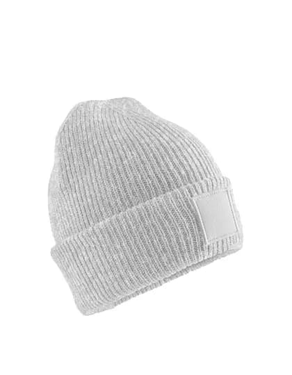 Kids Deep Cuffed Tonal Patch Beanie - Cloud Grey