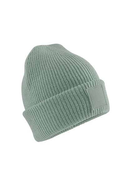 Kids Deep Cuffed Tonal Patch Beanie - Dusty Green
