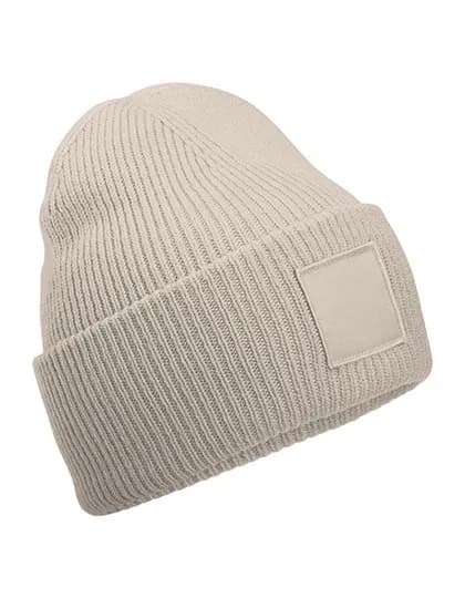 Deep Cuffed Tonal Patch Beanie - Natural Stone