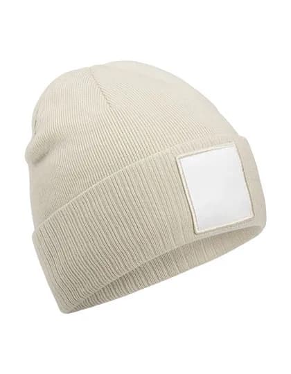 Appliqué Patch Beanie - Oatmeal/White