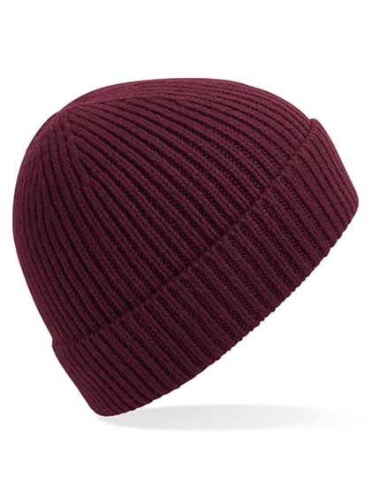 Engineered Knit Ribbed Beanie - Burgundy