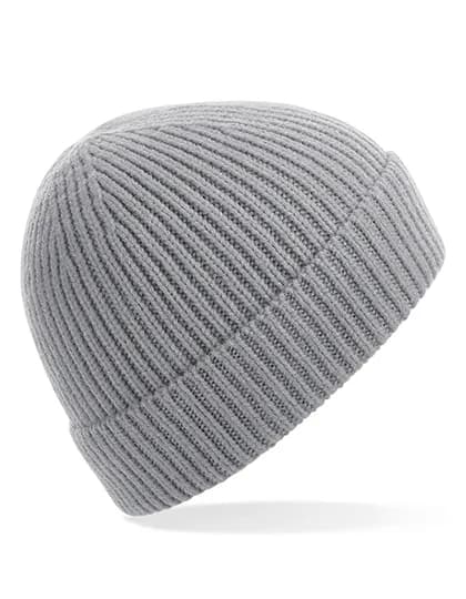 Engineered Knit Ribbed Beanie - Light Grey