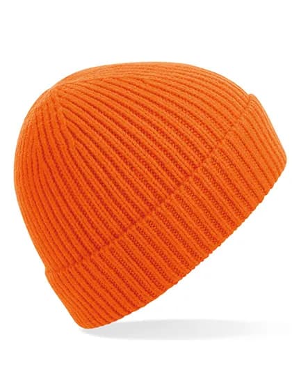 Engineered Knit Ribbed Beanie - Orange