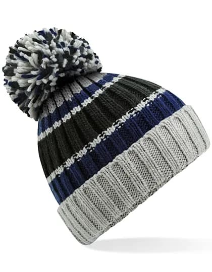 Hygge Striped Beanie - Blue Steel