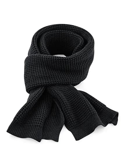 Classic Waffle Knit Scarf - Black