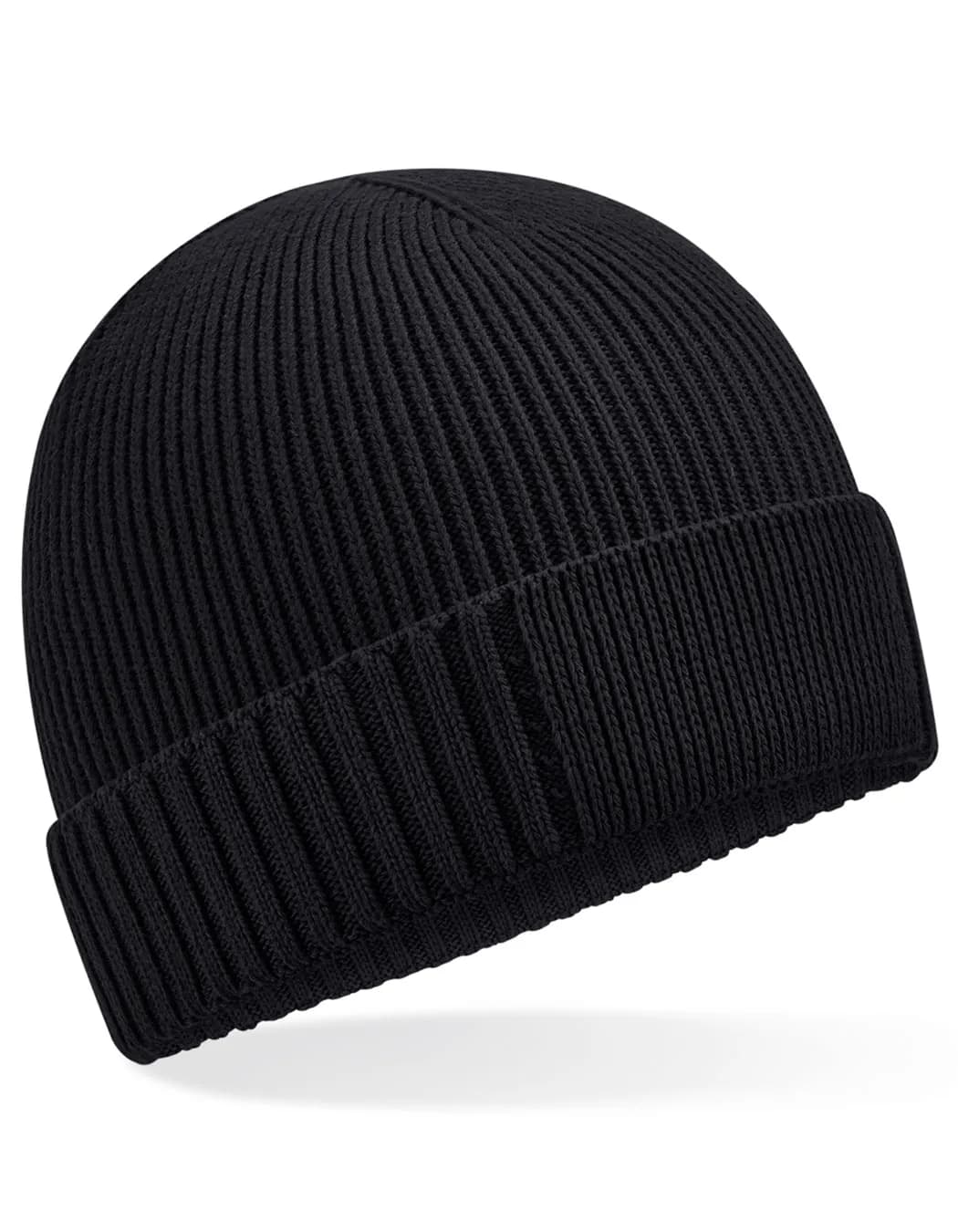 Organic Cotton Engineered Patch Beanie - Black
