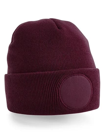 Circular Patch Beanie - Burgundy
