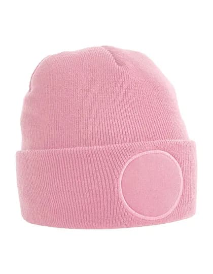 Circular Patch Beanie - Dusky Pink