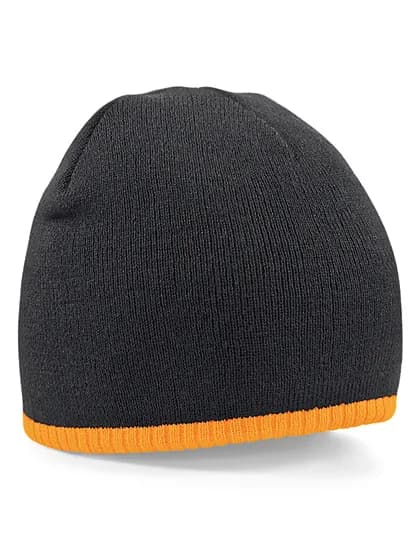 Two-Tone Pull-On Beanie - Black/Fluorescent Orange