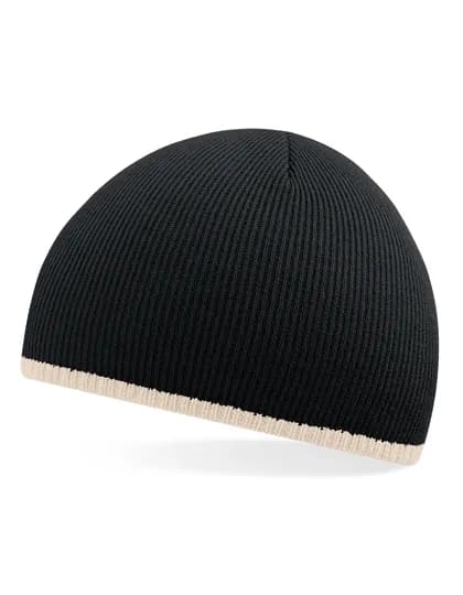 Two-Tone Pull-On Beanie - Black/Stone