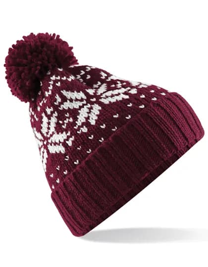 Fair Isle Snowstar® Beanie - Burgundy/White