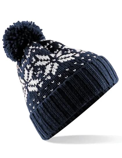 Fair Isle Snowstar® Beanie - French Navy/White