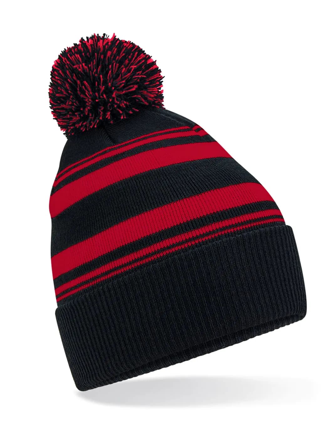 Striped Fan Beanie - Black/Classic Red