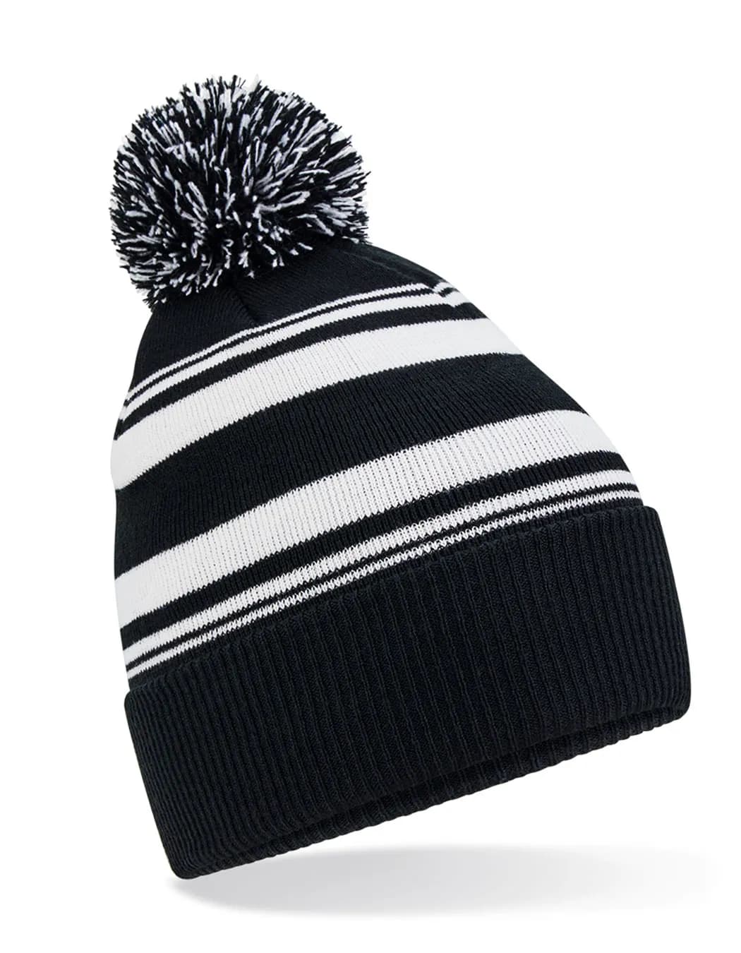 Striped Fan Beanie - Black/White